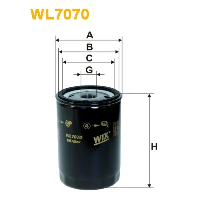 Фільтр оливи ABG; Agria; Atlas; Atlas Copco; Benford, Bobcat; Bomag; Deutz, F.U.T. S Wix Filters (WL7070)