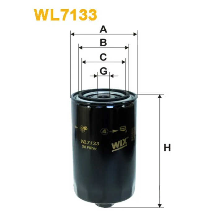 Фільтр оливи Autosan H; Pegaso 100, 75; Steyr; Huta Stalowa Wola Hd; Nobas Ub; Volkswa Wix Filters (WL7133)