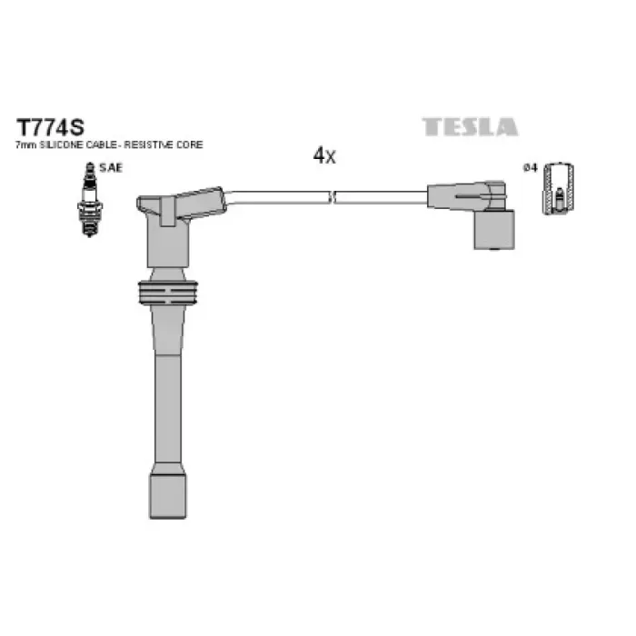 Дроти запалювання високовольтні ВАЗ 2112 1.5i 16V Tesla (T774S)