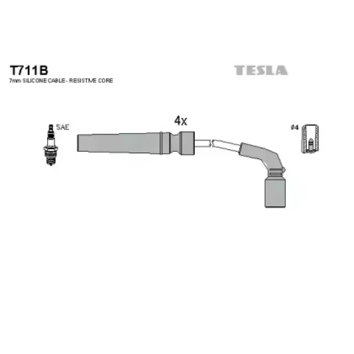 Дроти запалювання високовольтні Lanos 1,6 16V Tesla (T711B)