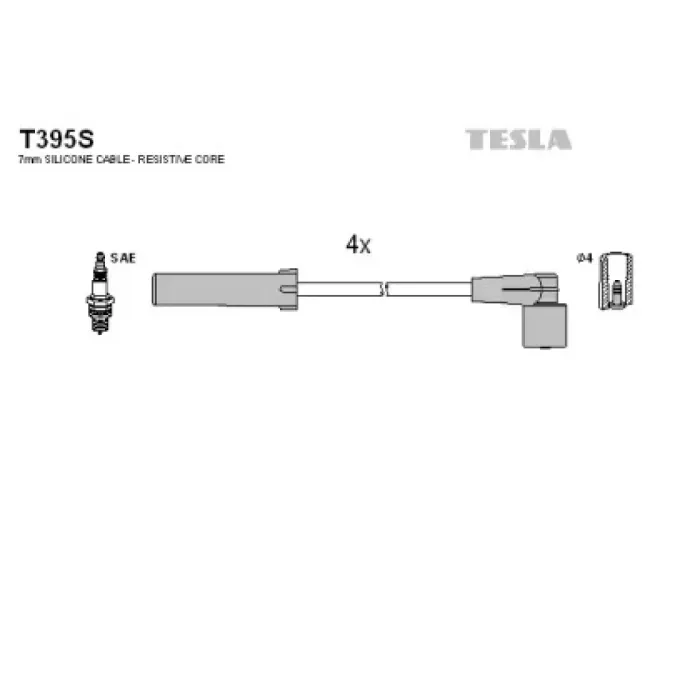 Дроти запалювання високовольтні ВАЗ 2108 1,5i силікон Tesla (T395S)