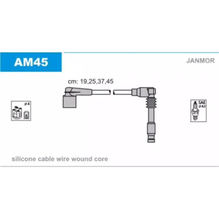 Дроти запалювання високовольтні Lacetti 1.8 16V Janmor (AM45)
