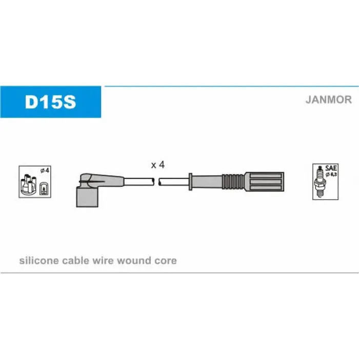 Дроти запалювання високовольтні Sens 1.3i Janmor (D15S)
