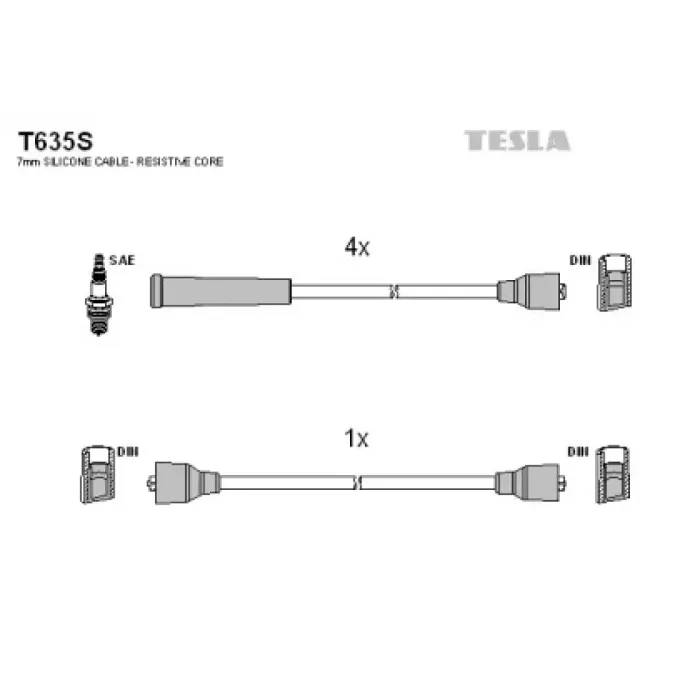 Дроти запалювання високовольтні М-412 силікон Tesla (T635S)