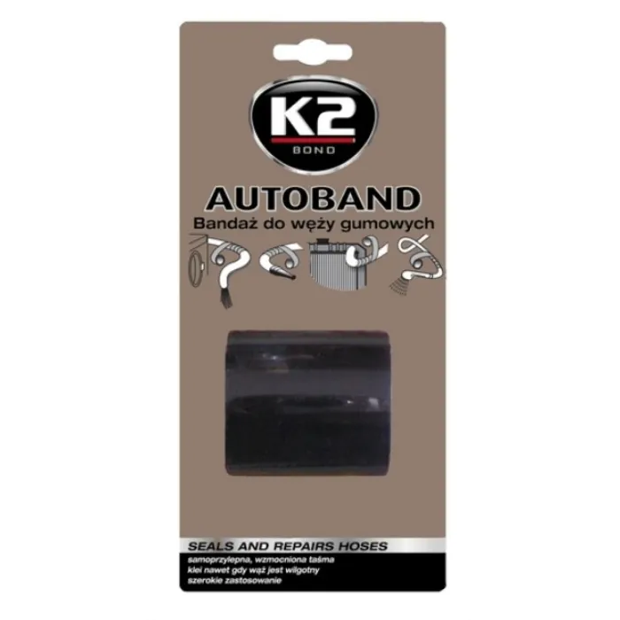 Стрічка клейка високотемпературна для ремонту гумових шлангів K2 Autoband чорна 5 см x 3 м (B3000)