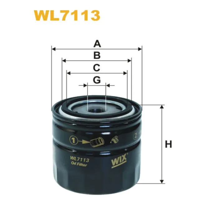 Фільтр оливи Bobcat; Komatsu; Kubota; Daihatsu; Moskvitch; Toyota Camry, Carina, Celic Wix Filters (WL7113)