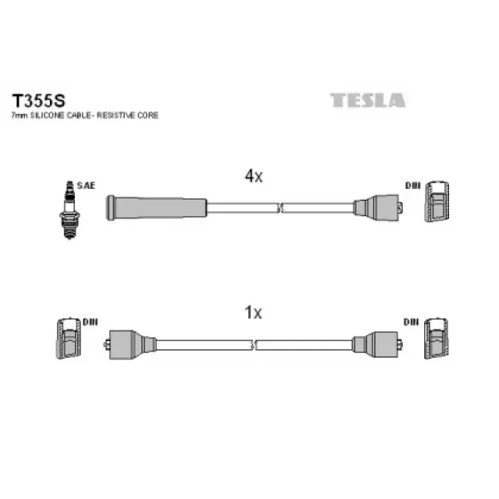 Дроти запалювання високовольтні ВАЗ 2107 TESLA (T355S)