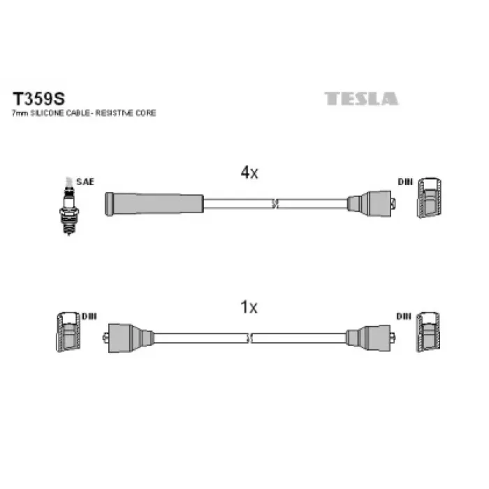 Дроти запалювання високовольтні ВАЗ 2121 силікон Tesla (T359S)