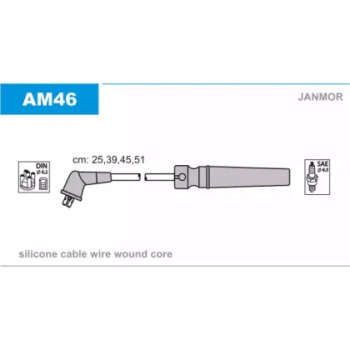 Дроти запалювання високовольтні Lacetti 1.4, 1.6 16V Janmor (LR1 AM46)