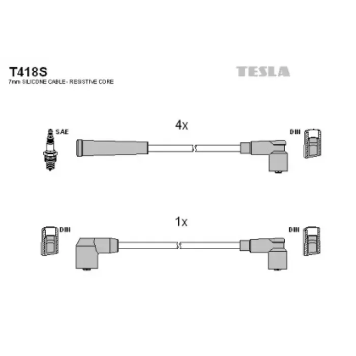 Дроти запалювання високовольтні ВАЗ 2120. 21213 1.7 силікон Tesla (T418S)
