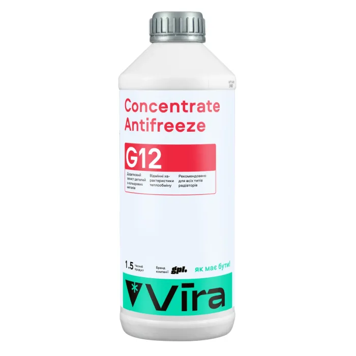 Рідина охолоджуюча VIRA Concentrate Antifreeze G12 червона концентрат 1,5 л (VI2001)