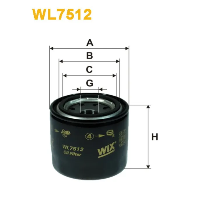 Фільтр оливи Hyundai i30 II, i40, ix20, ix35, Santa Fe III / Grand Santa Fe, Veloster; Wix Filters (WL7512)