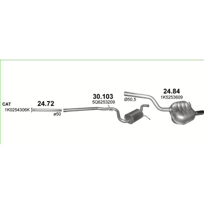 Глушник VW Jetta IV 1.2 TSi Polmostrow (30.103)