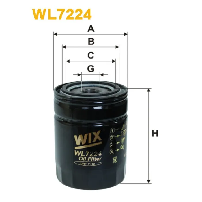 Фільтр оливи Wix Filters (WL7224) - (Fiat-Allis/Geotech/Hitachi WLandrover 88/109)