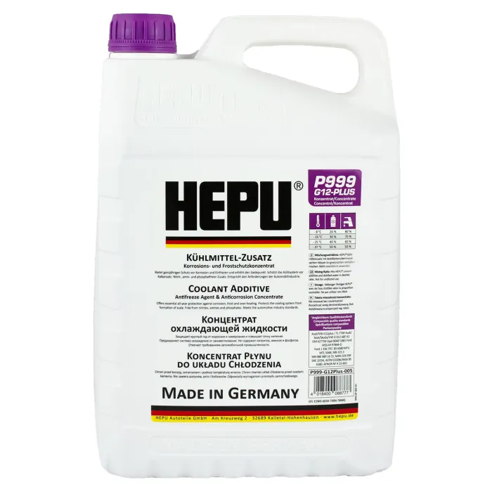 Рідина охолоджуюча HEPU Антифриз G12+ фіолетова концентрат 5 л (P999-G12plus-005)