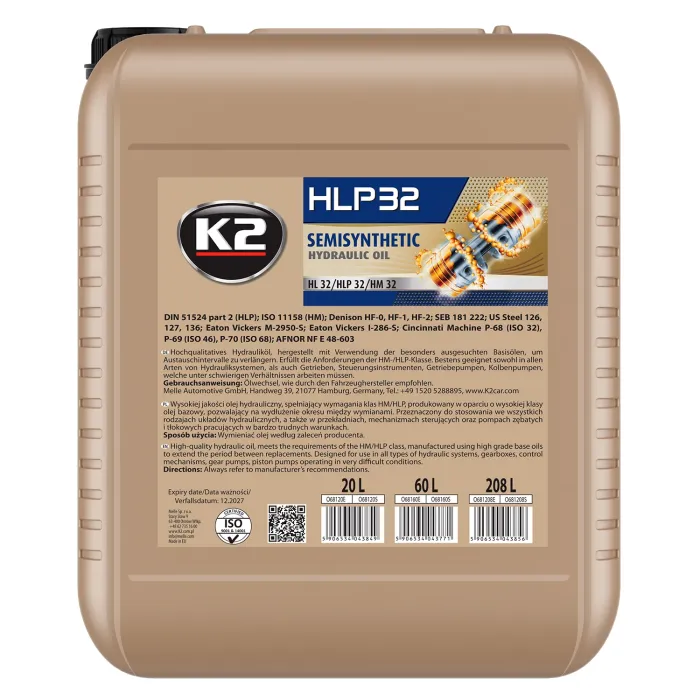 Олива гідравлічна K2 HLP 32 Hydraulic 20 л (O68120E)