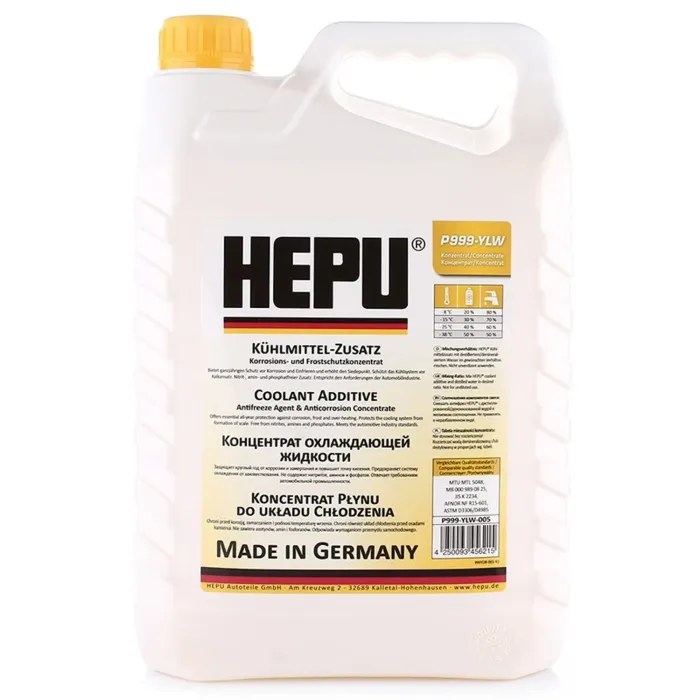 Рідина охолоджуюча HEPU Антифриз G11 жовта концентрат 5 л (P999-005)