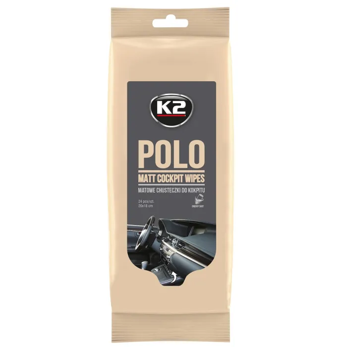 Серветки вологі K2 Polo Matt Wipes для очищення панелі приладів та пластикових деталей 24 шт. (K425)