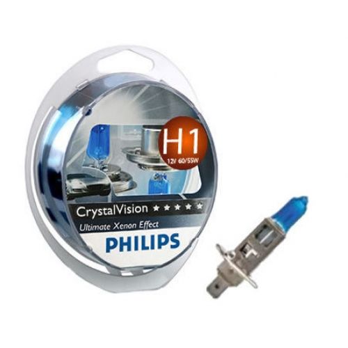 Комплект галогеновых ламп PHILIPS 12258CVSM H1 55W 12V P14,5s Cristal Vision+W5Wx2
