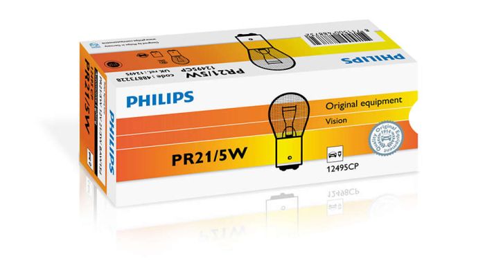 Указательная лампа накаливания PHILIPS 12495CP PR21/5W 12V 21/5W BAW15d Red