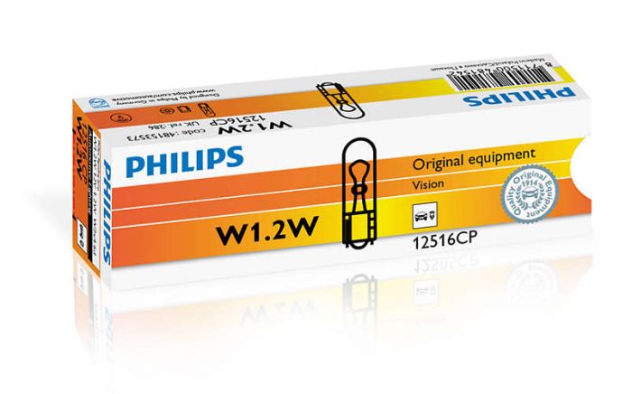 Указательная лампа накаливания PHILIPS 12516CP W1,2W 12V 1,2W W2X4,6d