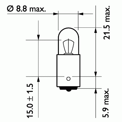 Указательная лампа накаливания PHILIPS 13929CP T4W 24V 4W BA9s