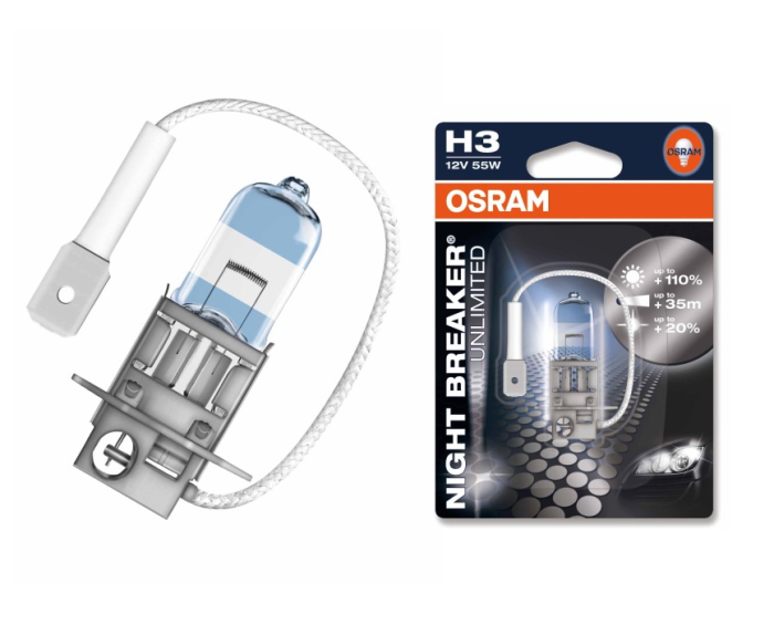 Галогеновая лампа OSRAM H3 64151NBU-01B Night Breaker Unlimited 55W 12V Pk22S 10X1 Blister