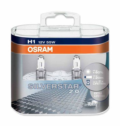Комплект галогеновых ламп Osram 64150SV2 SilverStar 2.0 H1 55W 12V P14.5S 10X2 HardDuopet