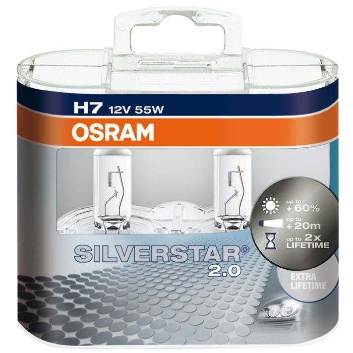 Комплект галогеновых ламп Osram 64210SV2 SilverStar 2.0 H7 55W 12V PX26D 10X2 HardDuopet