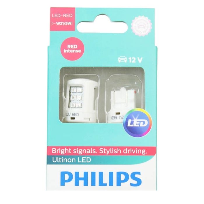 Комплект светодиодных ламп Philips 11066ULRX2 W21/5W LED 12V RED B2