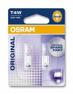 Указательные лампа накаливания OSRAM 3930-02B T4W 24V Ba9S 10X2 Blister