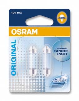 Указательные лампа накаливания OSRAM 6411-02B C5W 41mm 12V SV8.5-8 10X2 Blister
