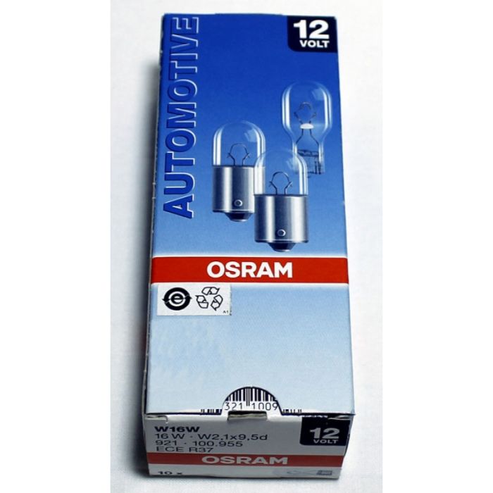 Указательные лампа накаливания OSRAM 921-02B W16W 12V W2,1X9,5 2X10 Blister