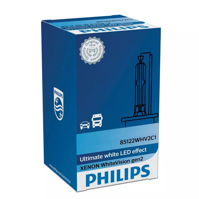 Ксеноновая лампа PHILIPS 85122WHV2C1 D2S 85V 35W P32d-2 WhiteVision gen2 5000K