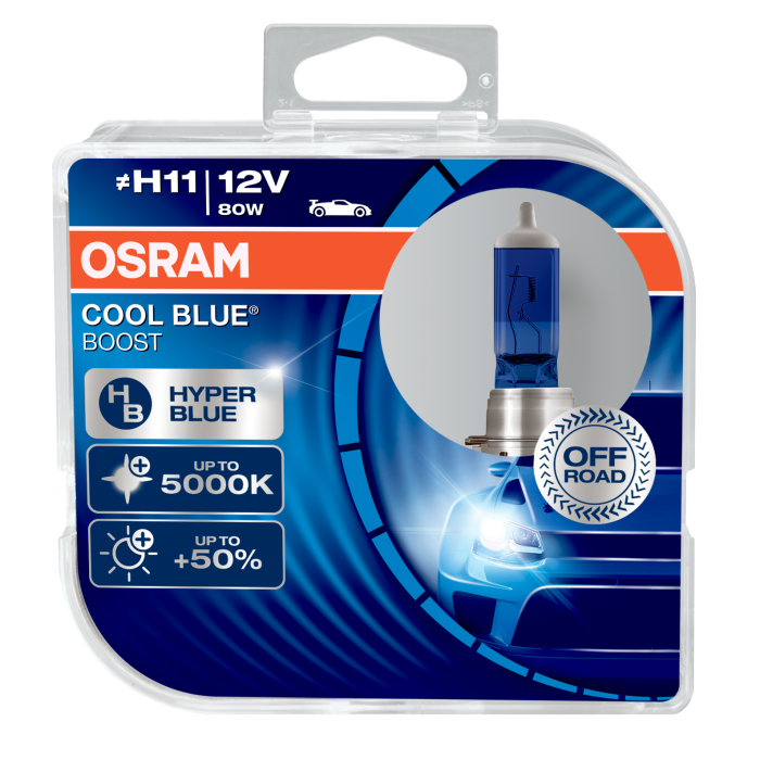 Комплект галогеновых ламп Osram 62211CBB Cool Blue Boost H11 80W 12V PJ19-2 10X2 HardDuopet