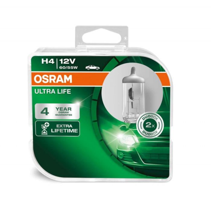 Комплект галогеновых ламп Osram 64193ULT UltraLife H4 60/55W 12V P43t 10X2 HardDuopet
