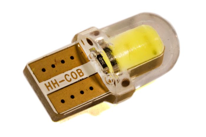 Светодиодная лампа AllLight T10  1 диод  COB 1W W2,1x9,5d 12V WHITE в силиконе МАЛЕНЬКАЯ