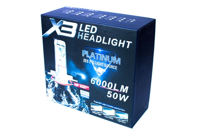Комплект LED ламп AllLight X3 H1 50W 6000K 6000lm с радиатором 