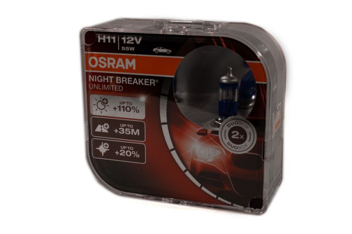 Комплект галогеновых ламп Osram 64211NBU H11 Night Breaker Unlimited +110% 55W 12V PGJ19-2 HardDuopet