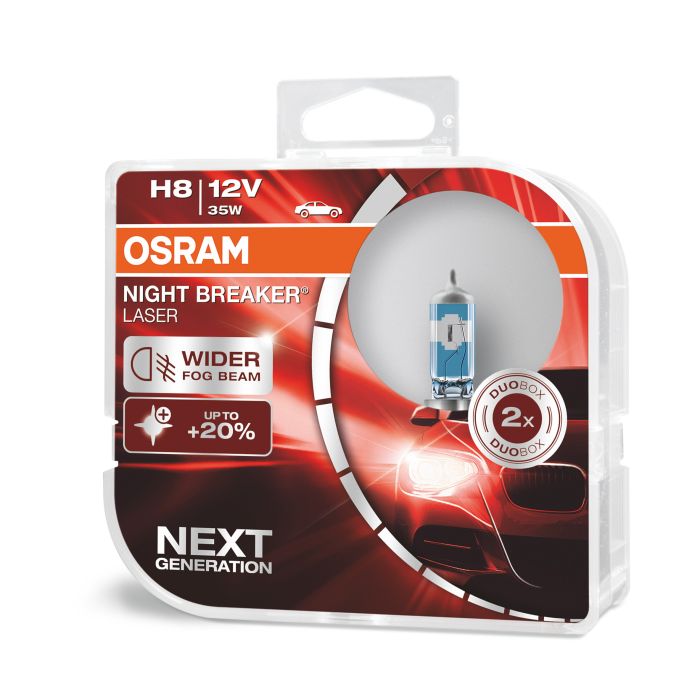 Комплект галогеновых ламп Osram 64212NL H8 Night Breaker LASER +20% 35W 12V PGJ19-1 HardDuopet