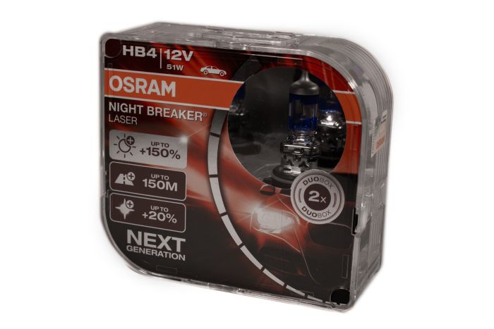 Комплект галогеновых ламп Osram 9006NL HB4 Night Breaker LASER NG +150% 51W 12V P22d HardDuopet