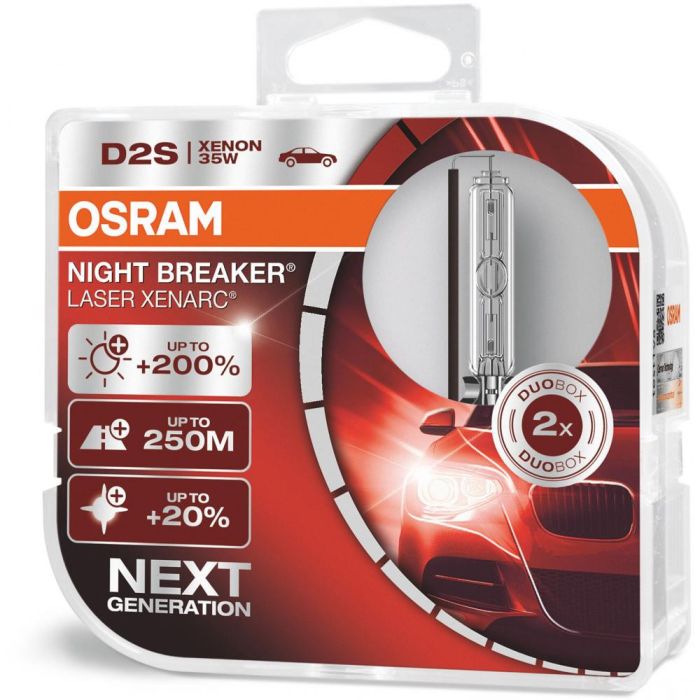 Комплект ксеноновых ламп OSRAM 66240XNL-DUO Night Breaker Laser +200% D2S 85V 35W P32d-2 XENARC