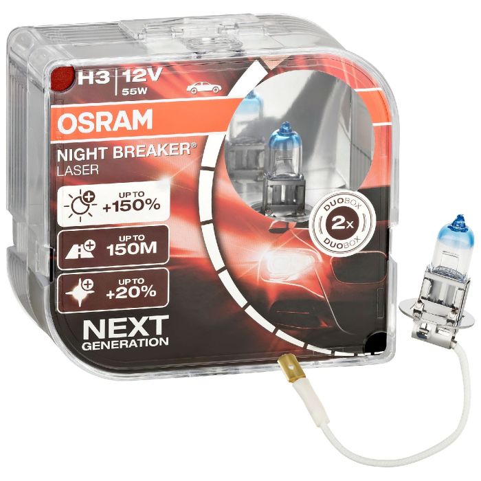 Комплект галогеновых ламп Osram 64151NL H3 Night Breaker LASER NG +150% 55W 12V Pk22s HardDuopet