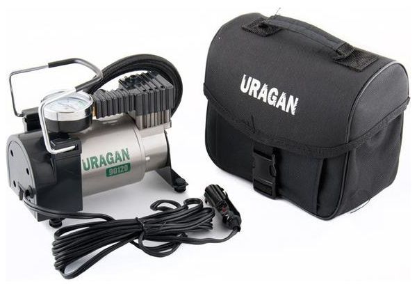 Автомобильный компрессор Uragan однопоршневой 37 л/мин с манометром / 90120