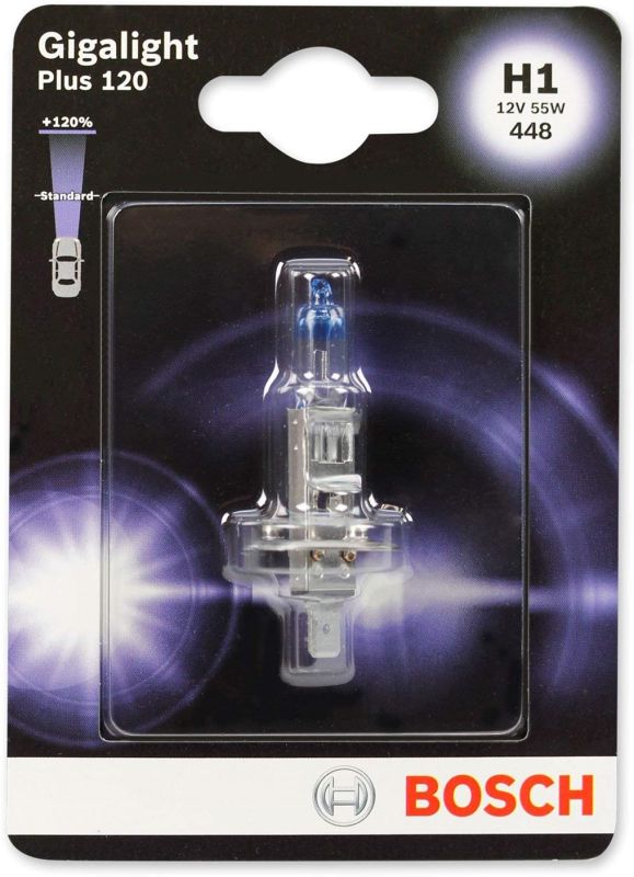 Галогеновая лампа BOSCH Gigalight Plus 120% H1 55W 12V P14.5S 1шт/блистер (1987301108)