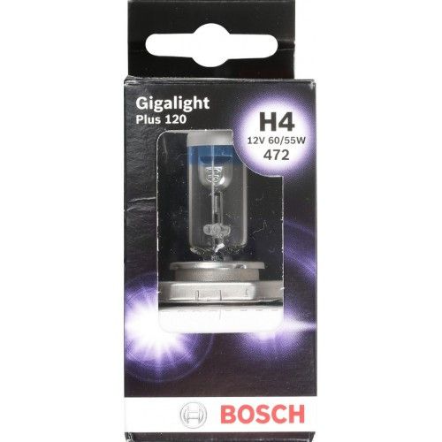 Галогеновая лампа BOSCH Gigalight Plus120 H4 60/55W 12V P43t (1987301160) 1шт./бокс
