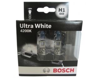 Комплект галогеновых ламп BOSCH Ultra White 4200K H1 55W 12V P14,5s (1987301180) 2шт./бокс