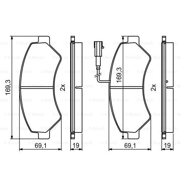 Тормозные колодки Bosch дисковые передние FIAT/CITROEN/PEUGEOT Ducato/Jumper/Ducato 0986494799