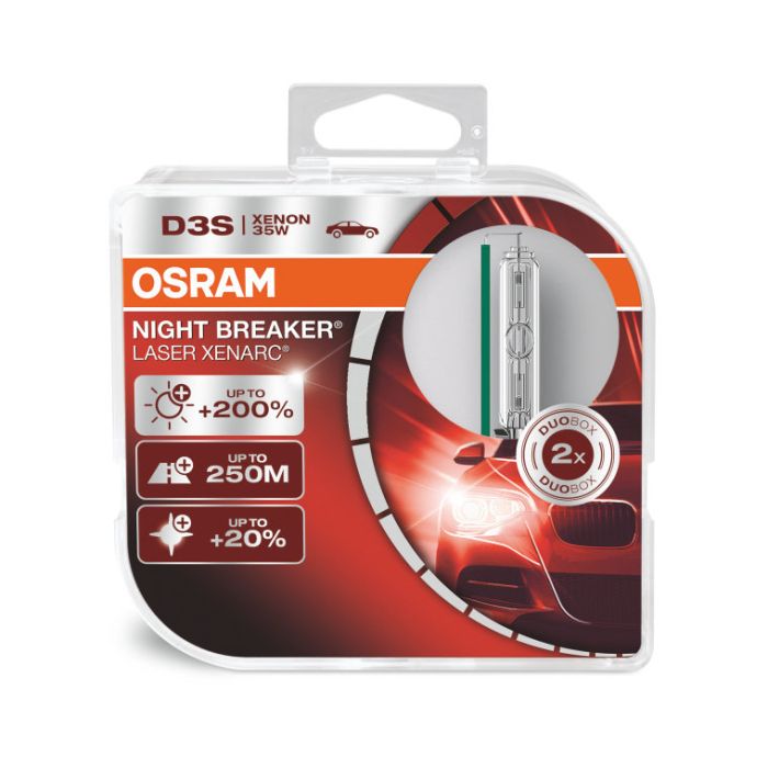 Комплект ксеноновых ламп OSRAM 66340XNL-HCB Night Breaker Laser +200% D3S 85V 35W PK32d-5 XENARC