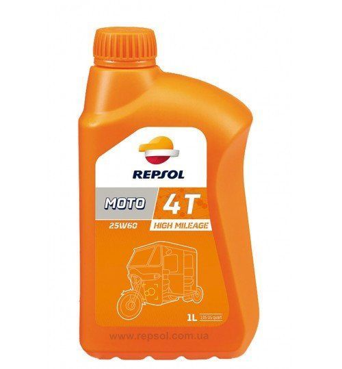 Масло моторное 2Т Repsol MOTO HIGH MILEAGE 4T 25W60, 1л / RP181I51